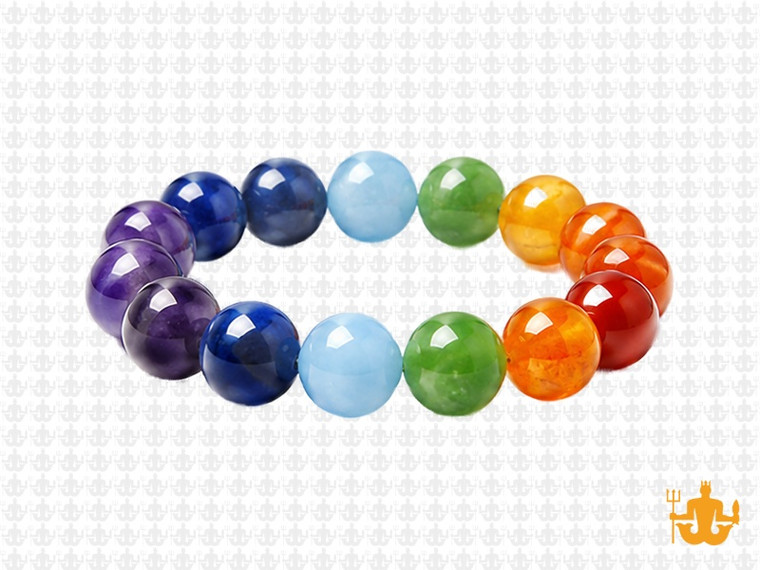 10mm 7 Chakra Bracelet 7.5", Natural [b4m55]