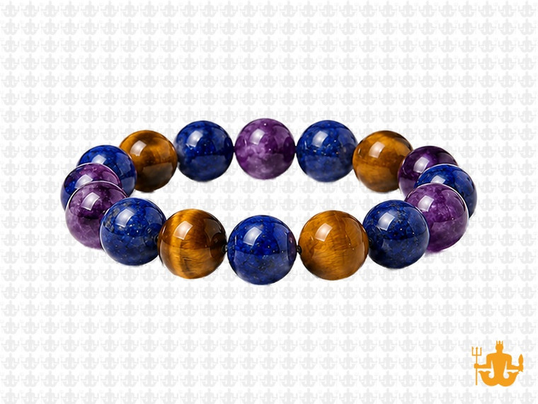 10mm Amethyst, Lapis, Tiger Eye Bracelet 7.5", Natural [b4x92]