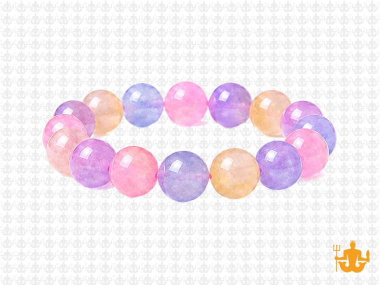 10mm Mixing Jade & Quartz Bracelet 7.5", dyed [b4x94]