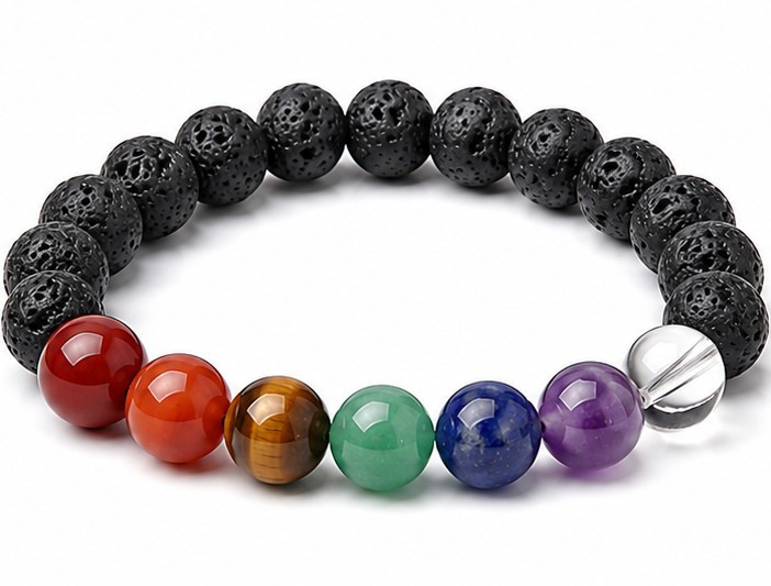 10mm 7 Chakra Bracelet 7.5", Natural [b4m52]
