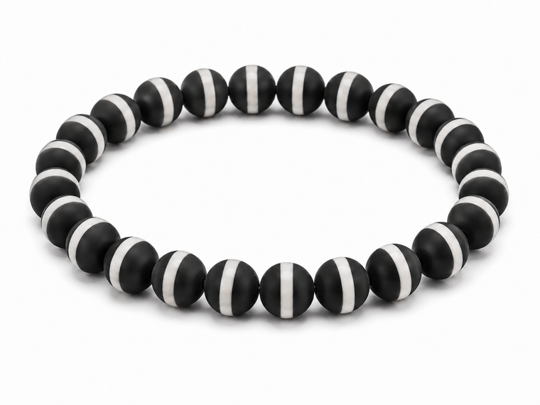 10mm Tibetan Dzi  Agate Bracelet 7.5" natural  [b4m72]
