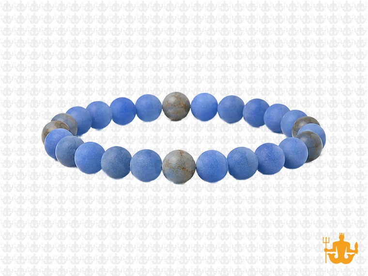6mm Matte Blue Calcite Bracelet 7.5", Natural [b2m6m]