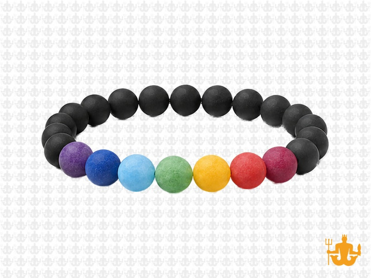 6mm Matte 7 Chakra Bracelet 7.5", Natural [b2m50m]