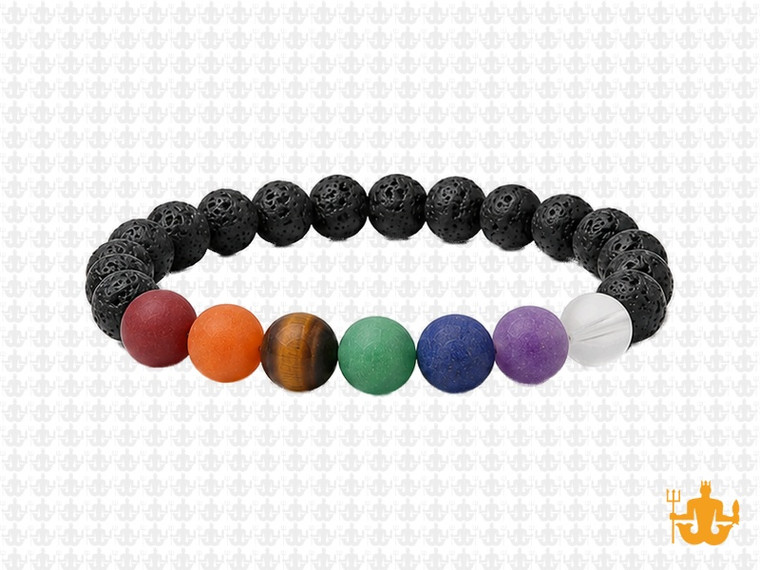 6mm Matte 7 Chakra Bracelet 7.5", Natural [b2m52m]