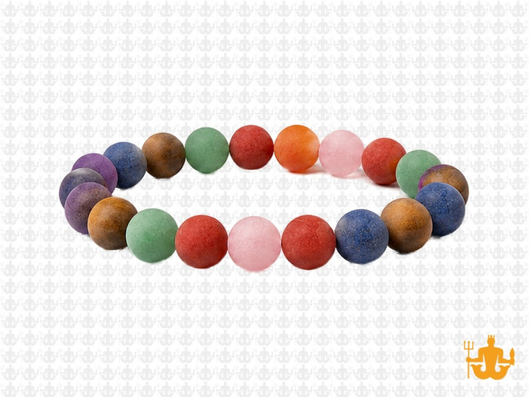8mm Matte 7 Chakra Bracelet 7.5", Natural [b3m54m]