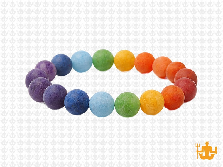 8mm Matte 7 Chakra Bracelet 7.5", Natural [b3m55m]