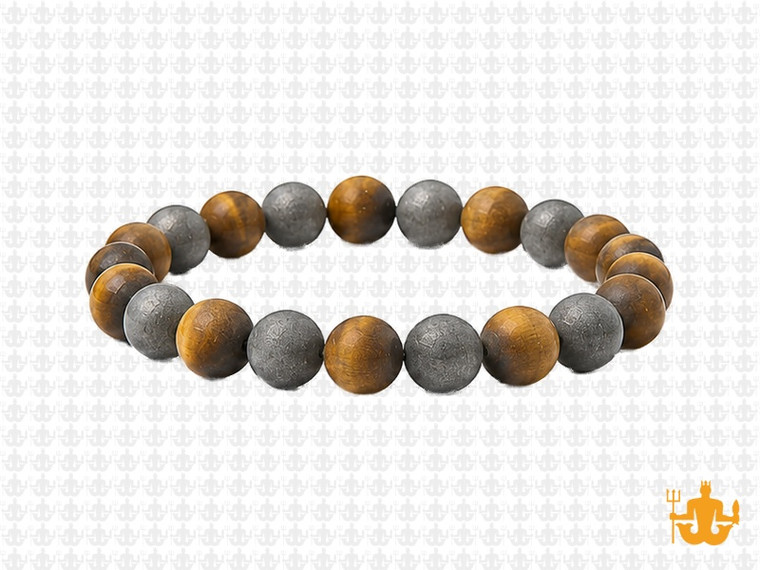 8mm Matte Tiger Eye, Onyx, Hematite Bracelet 7.5", Natural [b3x90m]