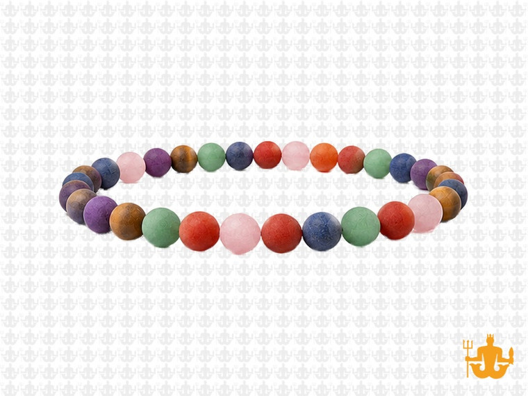 4mm Matte 7 Chakra Bracelet 7.5", Natural [b1m54m]