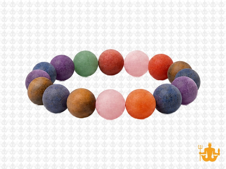 10mm Matte 7 Chakra Bracelet 7.5", Natural [b4m54m]