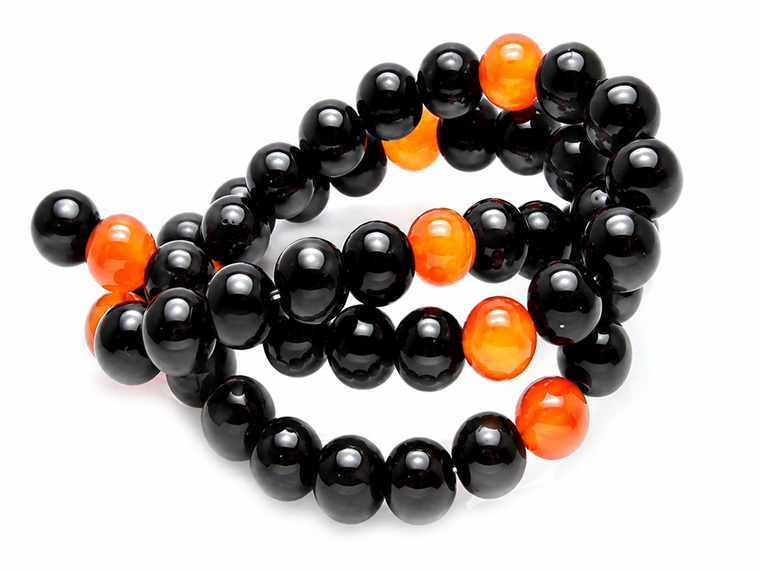 6mm Black Agate & Carnelian   Beads 15.5" heated [6x22a]