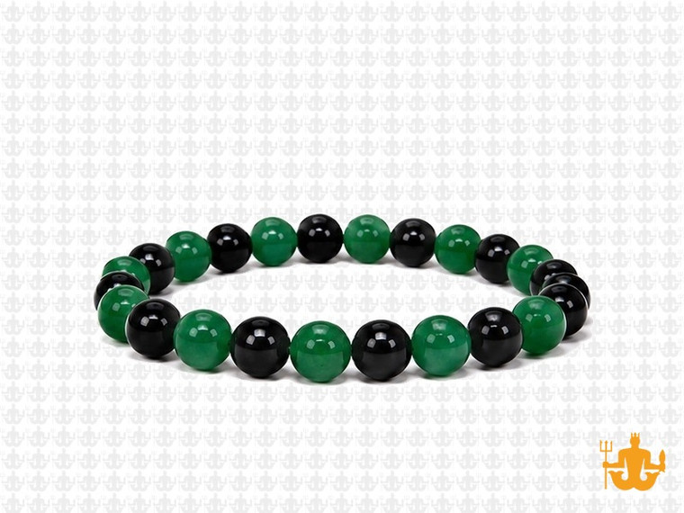 6mm Black Agate + Aventurine Bracelet 7.5" [b2s36a]
