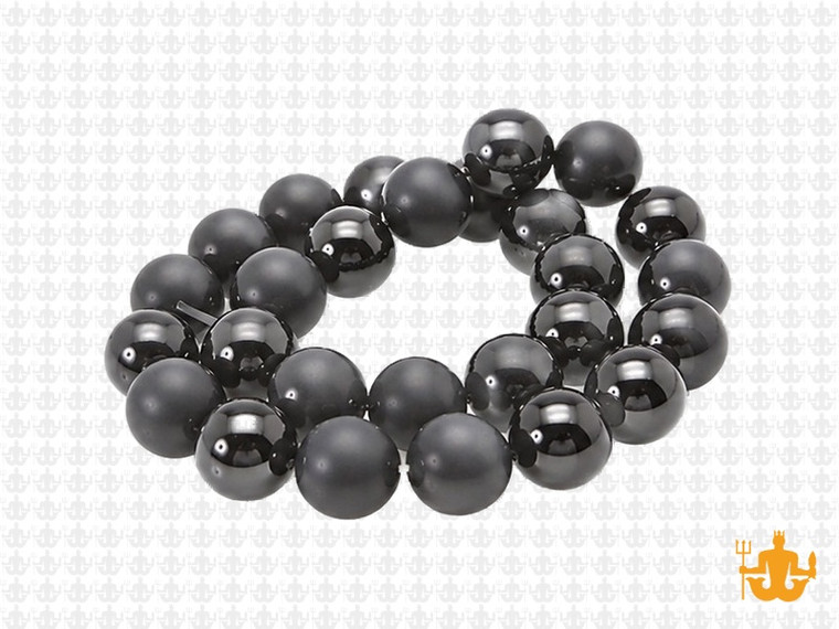 10mm Black Agate Polish & Matte Round Beads 15.5" [10x8]