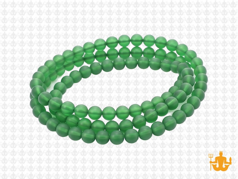 4mm Matte Green Quartz Round Beads 15.5" synthetic [4a37m]
