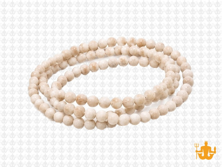 4mm Matte River Fossil Round Beads 15.5" natural [4c34m]