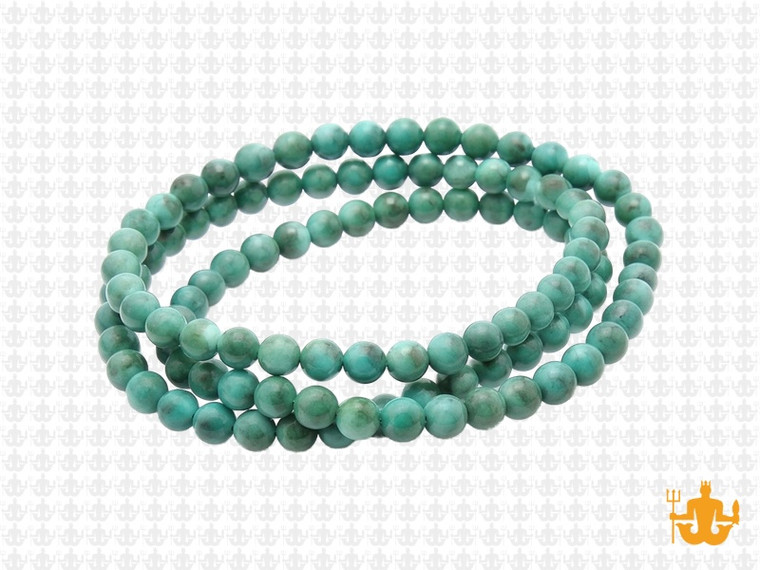 4mm Matte Green Turquoise Round Beads 15.5" stabilized [4d22m]