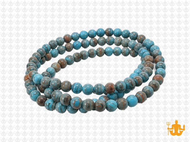 4mm Matte Turquoise Lace Malachite round Beads 15.5" synthetic [4r49tm]