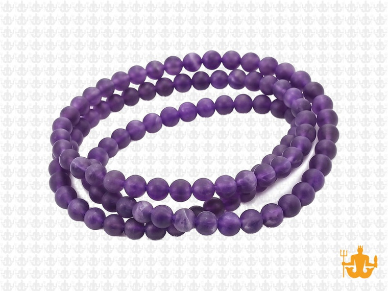 4mm Matte Amethyst Round Beads 15.5" dyed [4d11m]