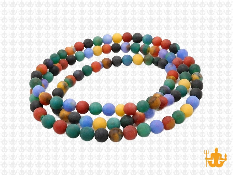 4mm Matte Mix Agate Round Beads 15.5" dyed [4d29m]