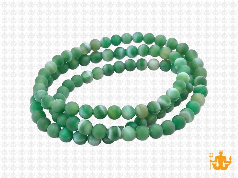 4mm Matte Green Banded Agate Round Beads 15.5" dyed [4f23m]