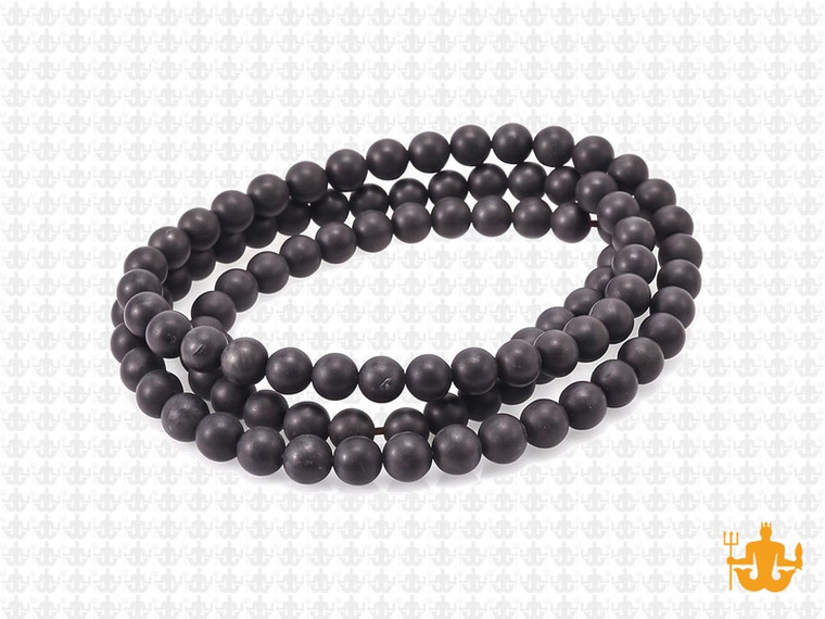 4mm Matte Black Magnesite Round Beads 15.5" [4tkm]