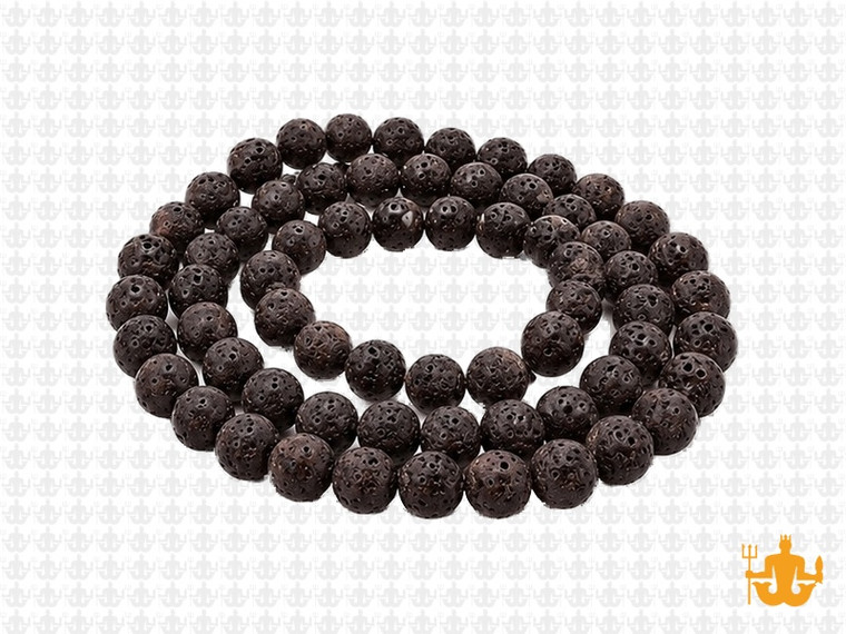 6mm Matte Volcano Black Lava Round Beads 15.5" natural [6d50m]
