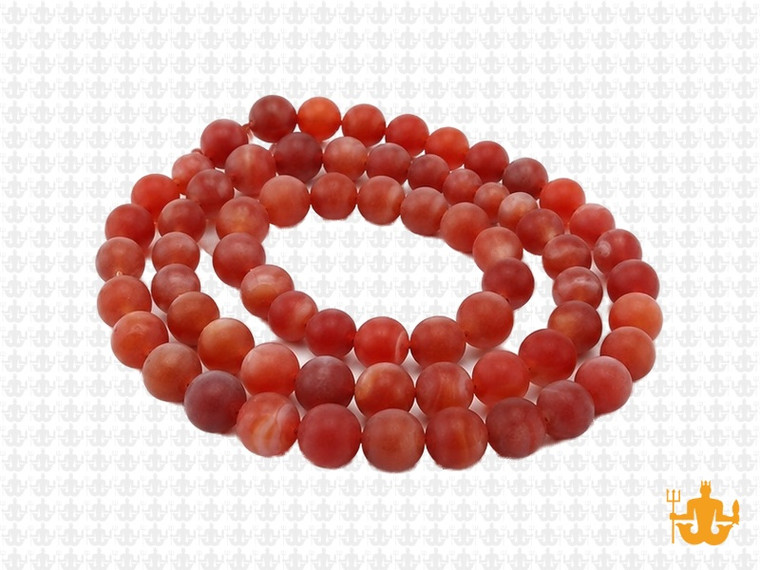 6mm Matte Red Banded Agate Round Beads 15.5" heated [6f20m]