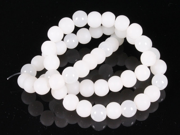 6mm Polish & Matte White Obsidian Round Beads 15.5" [6x33]