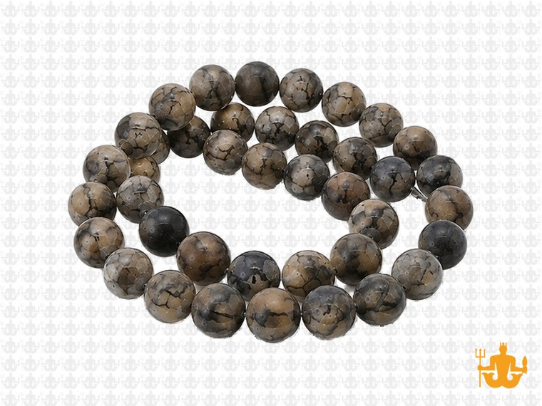 8mm Matte Black Fire Agate Round Beads 15.5" dyed [8f17m]