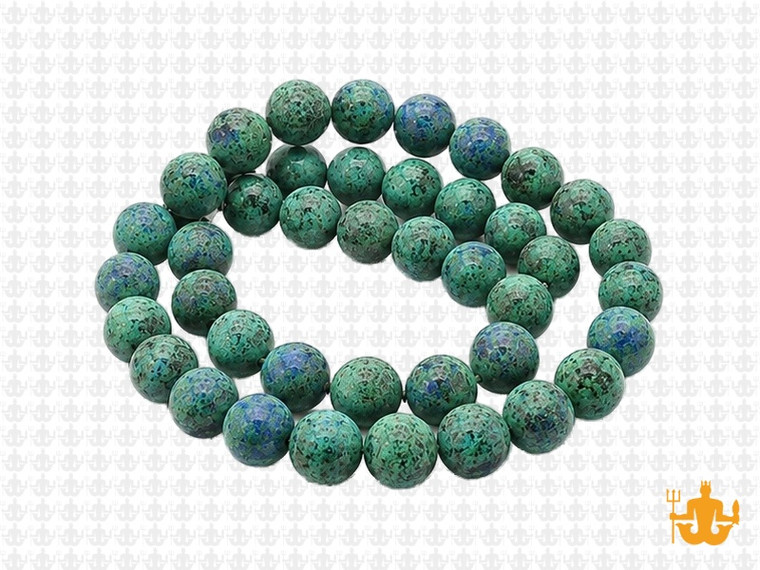 8mm Matte Azurite Chrysocolla Round Beads 15.5" dyed [8d41m]