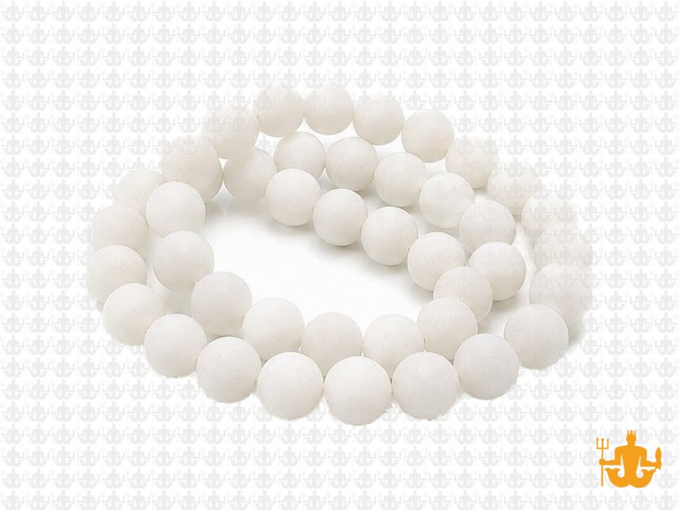 8mm Matte White Quartz Round Beads 15.5" [8a76m]