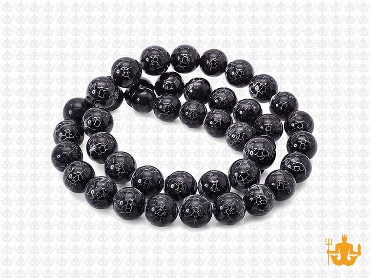 8mm Matte Black Fire Agate Round Beads 15.5" natural [8f30km]