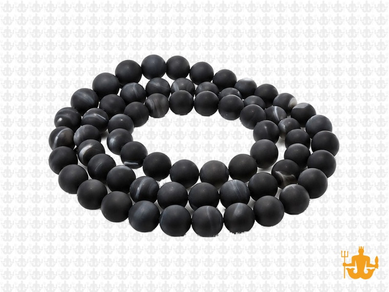 6mm Matte Black Agate Round Beads 15.5" Natural [6f16m]