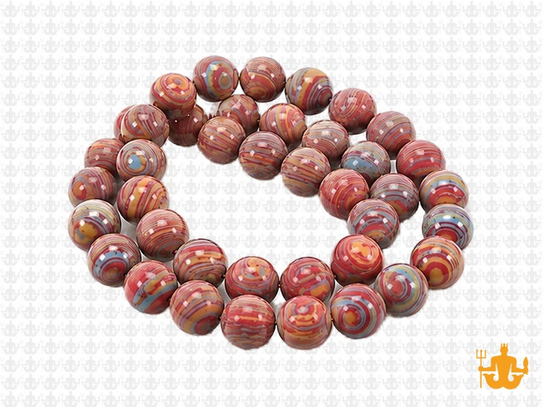 8mm Matte Rainbow Lace Malachite round Beads 15.5" synthetic [8r49xm]