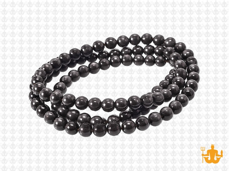 4mm Black Magnesite Round Beads 15.5" [4tk]