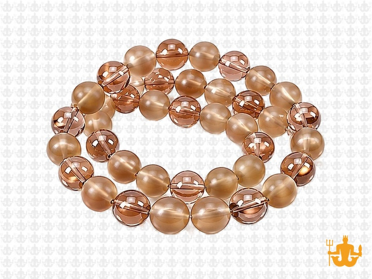 8mm Polish & Matte Smoky Quartz Round Beads 15.5" synthetic [8x37]
