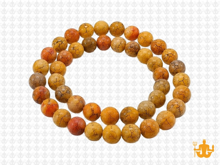 8mm Matte Yellow Fire Agate Round Beads 15.5" heated [8f17ym]