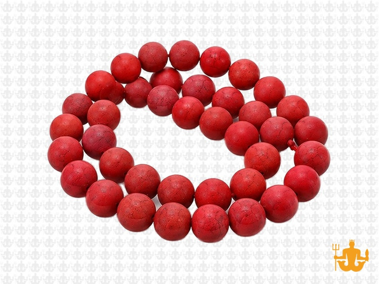 8mm Matte Red Magnesite Round Beads 15.5" [8trm]