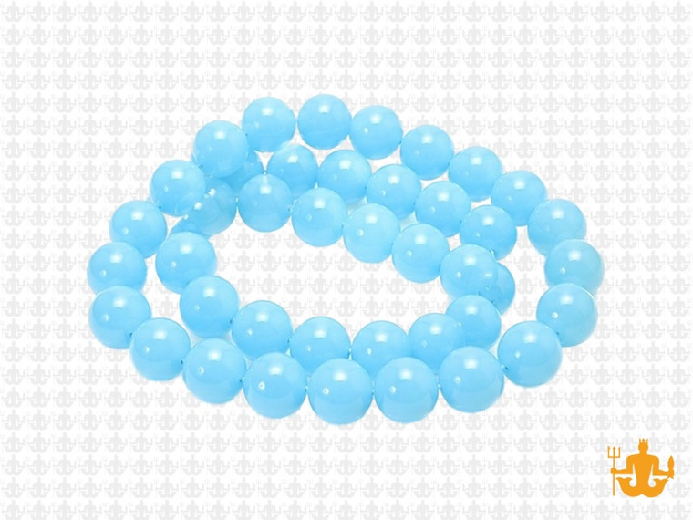 8mm Polish & Matte Aqua Quartz Round Beads 15.5" synthetic [8x30]