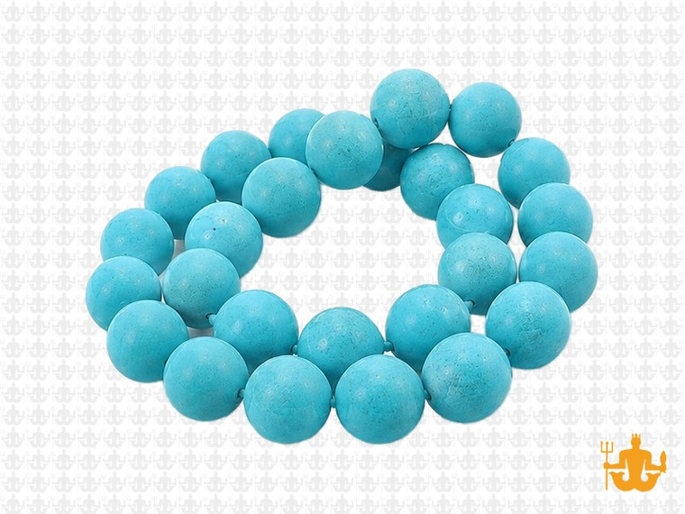 10mm Matte Blue Turquoise Round Beads 15.5" stabilized [10d24m]