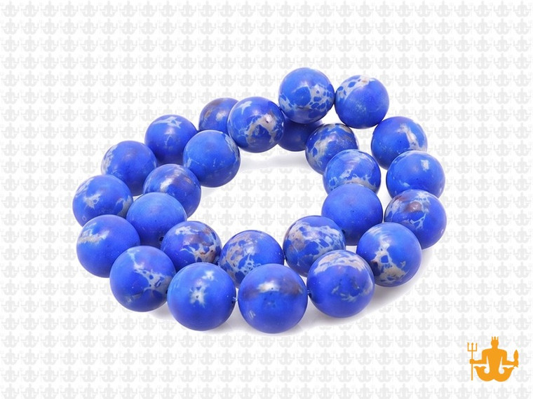 10mm Matte Lapis Sea Sediment Round Beads 15.5" dyed [10r55lm]