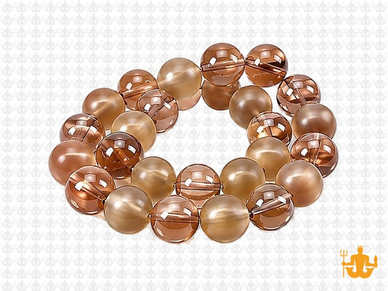 10mm Polish & Matte Smoky Quartz Round Beads 15.5" synthetic [10x37]