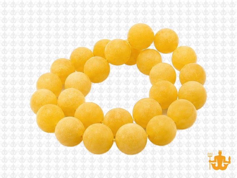 10mm Matte Yellow Chalcedony Round Beads 15.5" dyed [10b92m]
