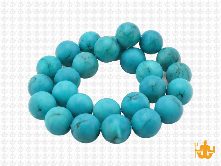 10mm Matte Tibetan Turquoise Round Beads 15.5" stabilized [10c66m]