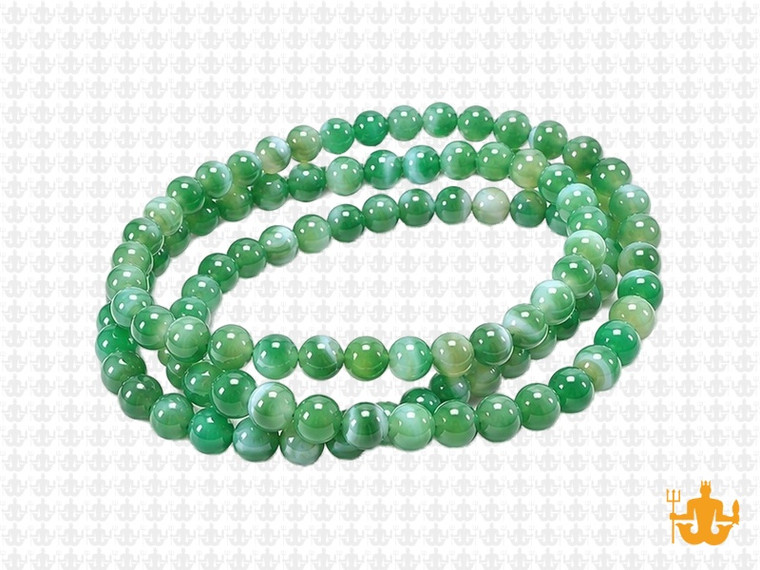 4mm Green Banded Agate Round Beads 15.5" dyed [4f23]