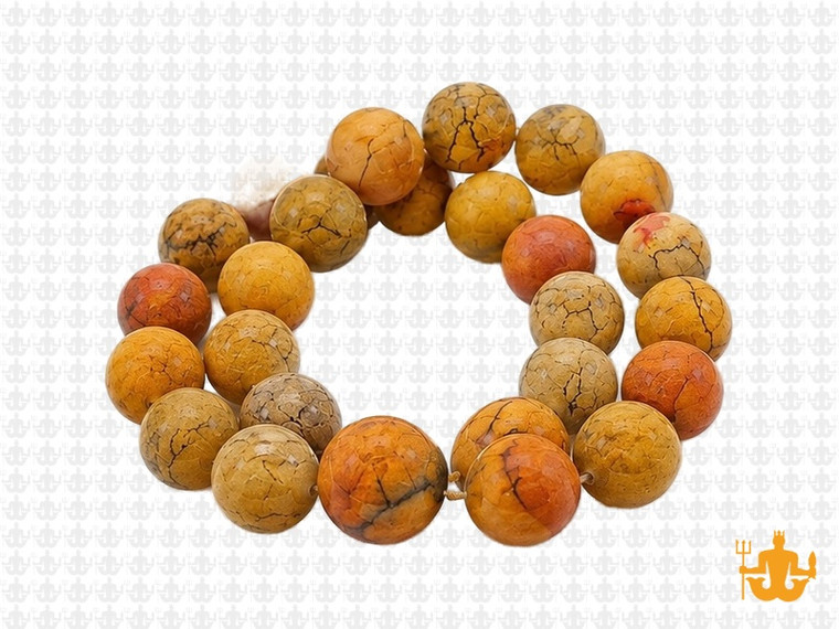 10mm Matte Yellow Fire Agate Round Beads 15.5" heated [10f17ym]
