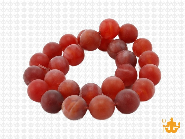 10mm Matte Red Banded Agate Round Beads 15.5" heated [10f20m]