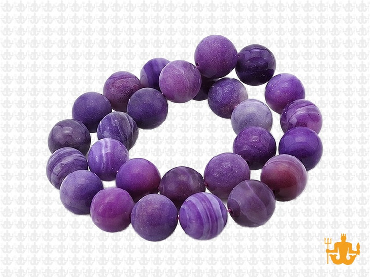 10mm Matte Purple Banded Agate Round Beads 15.5" dyed [10f24m]