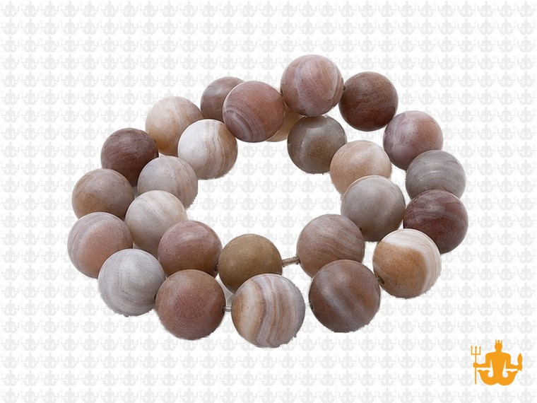 10mm Matte Brown Banded Agate Round Beads 15.5" dyed [10f25m]