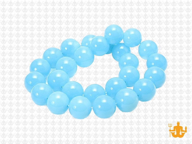 10mm Polish & Matte Aqua Quartz Round Beads 15.5" synthetic [10x30]