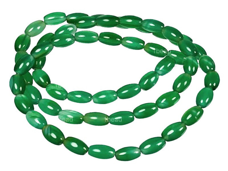 4x6mm Green Banded Agate Rice Beads 15.5" dyed [a214g]